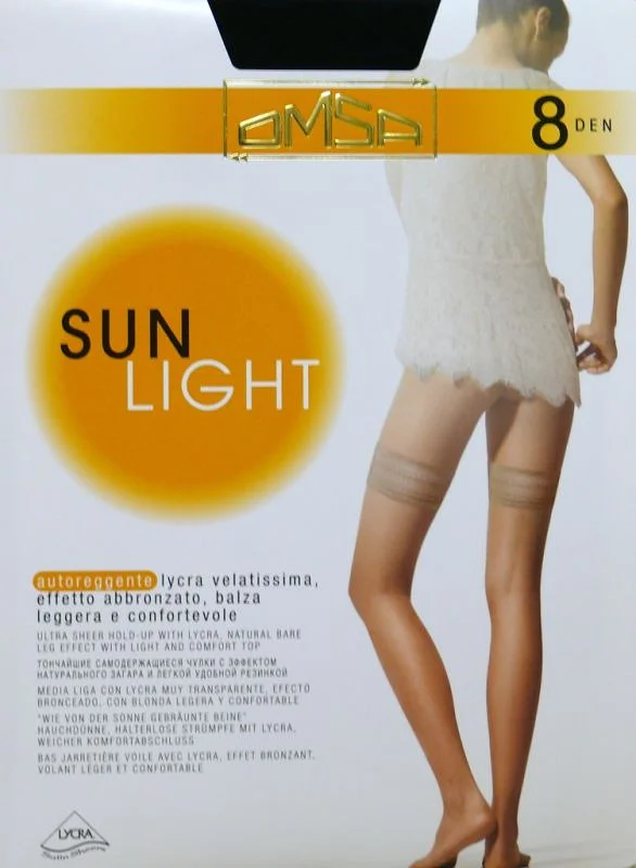 Dámské samodržící punčochy Omsa Sun Light 8 den sierra/odc.béžová 4-L (obrázek 4)