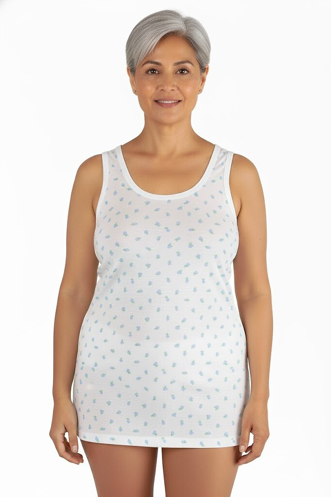 Krátka dámska košieľka / spodnička Gucio 3XL-4XL bílé květy 4XL