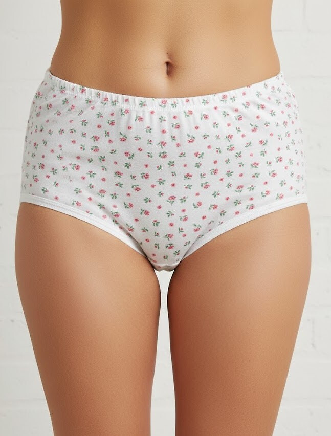 Zateplené dámske nohavičky Gucio S-2XL A'5 bílé květy XL