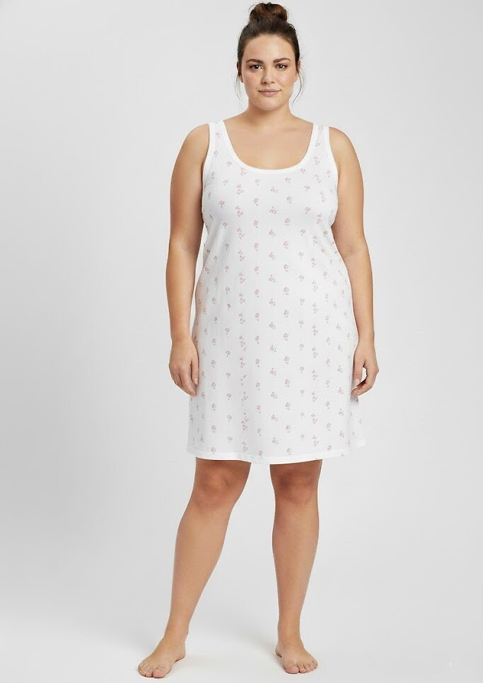 Dámska dlhá spodnička Gucio 3XL-4XL bílé květy 4XL