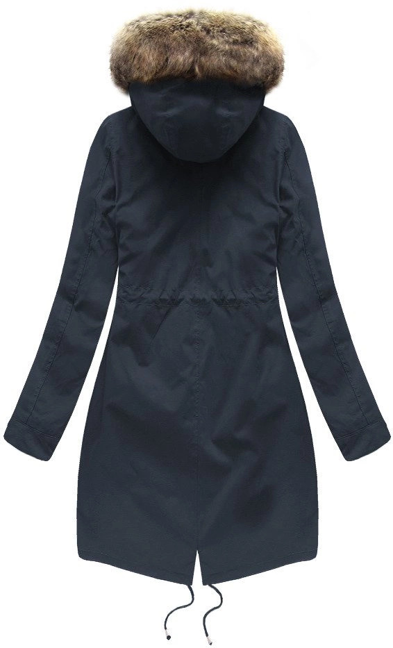 Tmavomodrá dámska zimná bunda parka s odnímateľnou podšívkou a kapucňou (7626BIG) odstíny modré 50