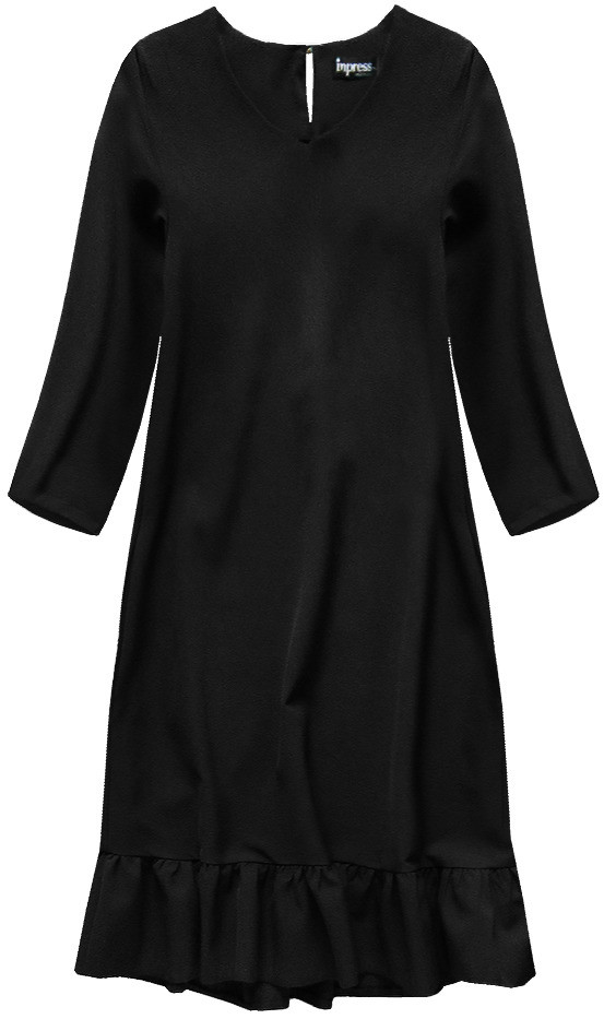 E-shop Čierne šaty s volánom (134ART) černá M (38)