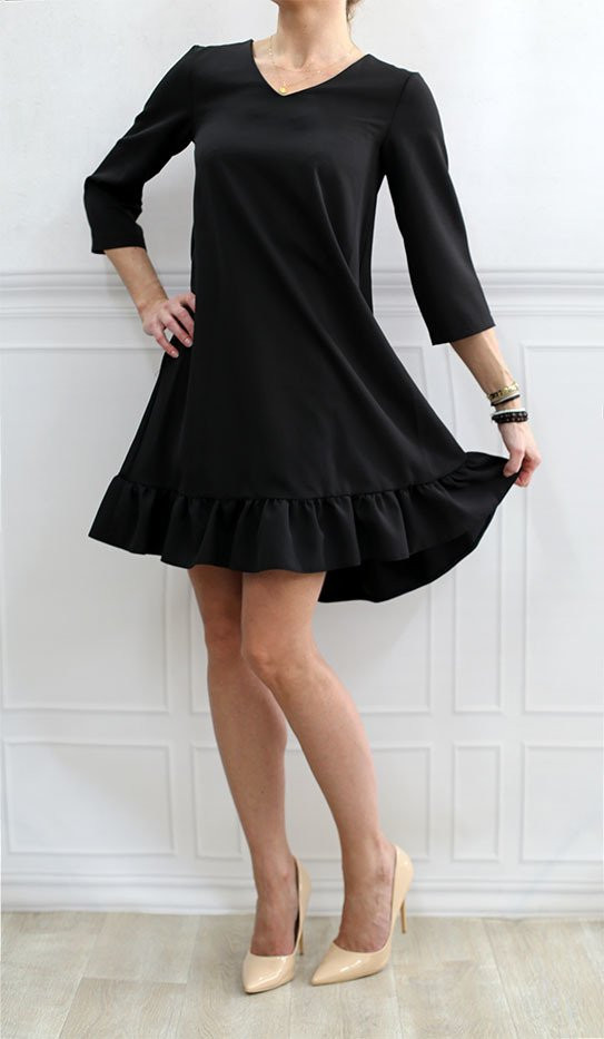 Černé šaty s volánem (134ART) odcienie czerni S (36)