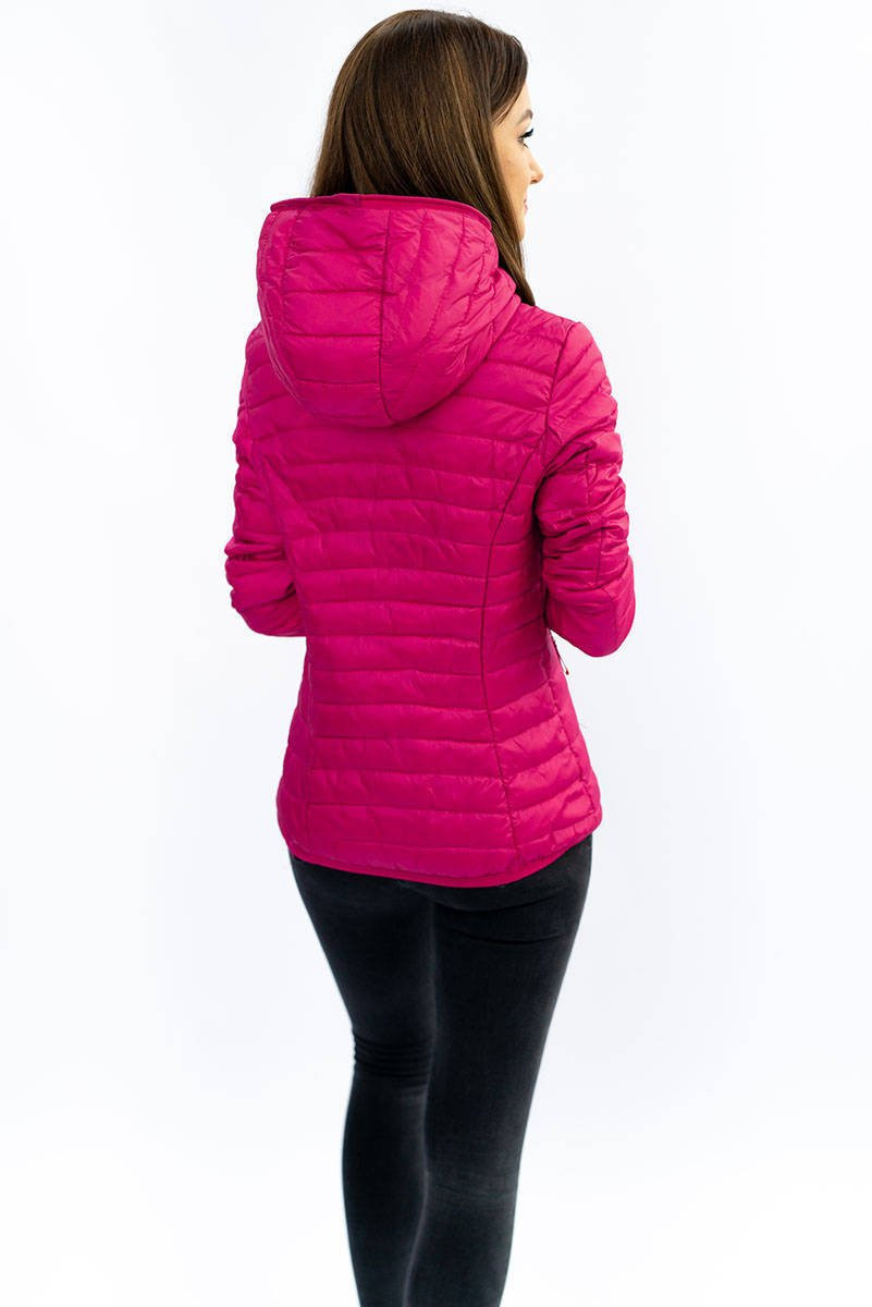 Prošívaná bunda v barvě s kapucí růžová S (36) model 7107396 - S'WEST