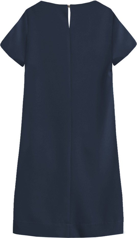 Tmavě modré trapézové šaty model 16141105 - INPRESS Barva: odcienie niebieskiego, Velikost: S (36)