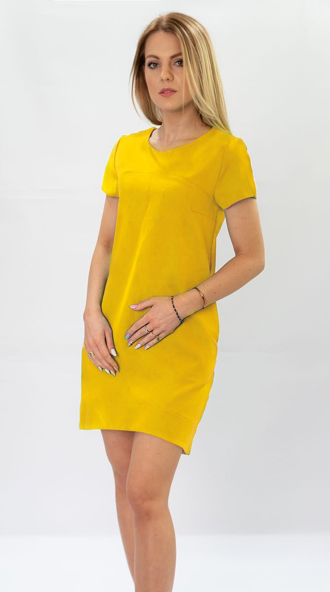 Žluté trapézové šaty (435ART) žlutá M (38)