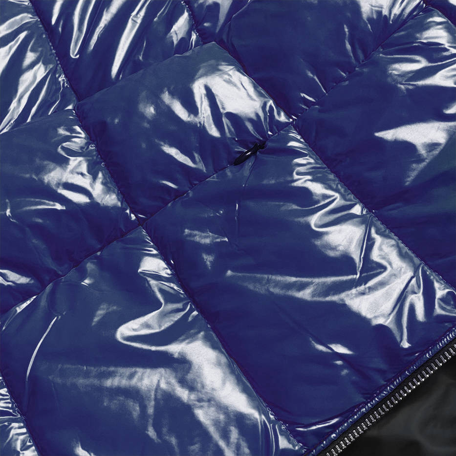 Lakovaná prošívaná dámská bunda v chrpové barvě (7695) odcienie niebieskiego XS (34)