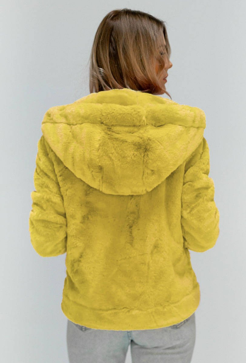 Žlutá plyšová bunda s kapucí model 7835925 žlutá XS (34) - Libland