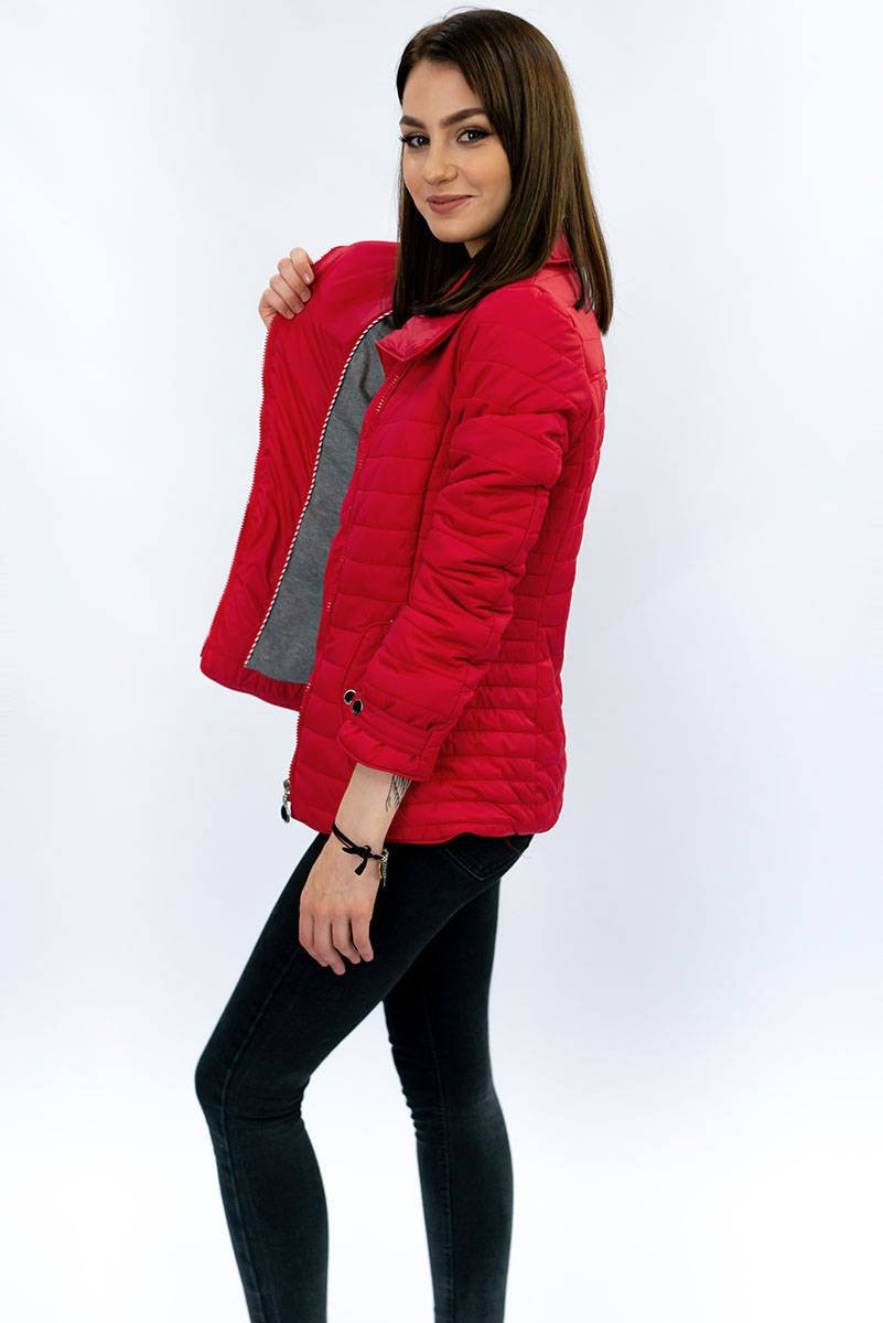 Červená bunda s vysokým stojáčkem (DL016) Barva: odcienie czerwieni, Velikost: XL (42)