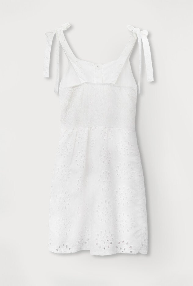 Vyšívané šaty na ramínkách (583ART) odcienie bieli ONE SIZE