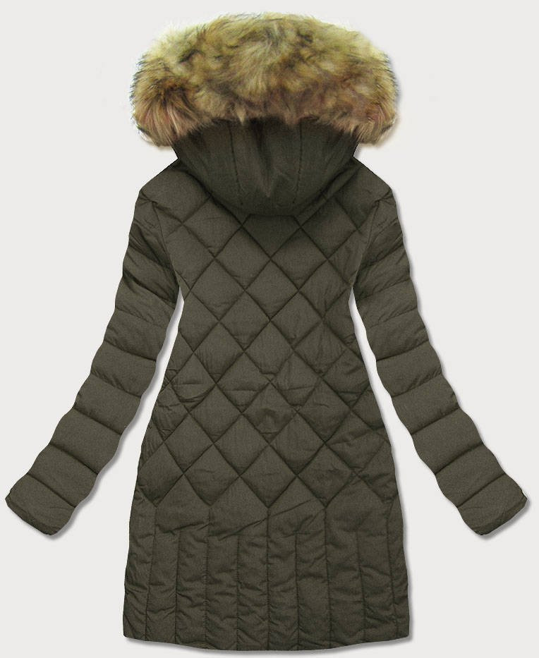 Prošívaná dámská zimní bunda v khaki barvě (LF808) odcienie zieleni S (36)