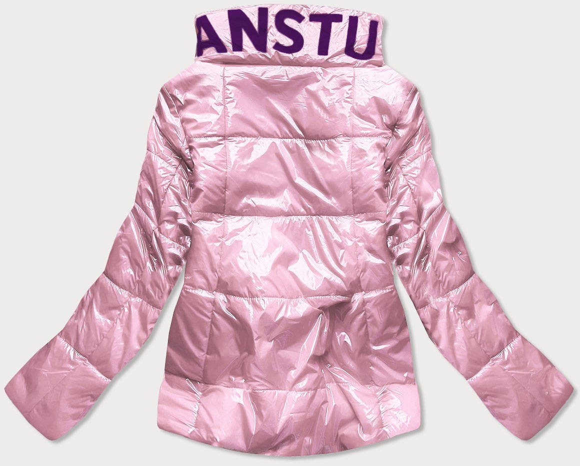 Krátká růžová prošívaná dámská bunda se stojáčkem model 16146853 růžová M (38) - S'WEST