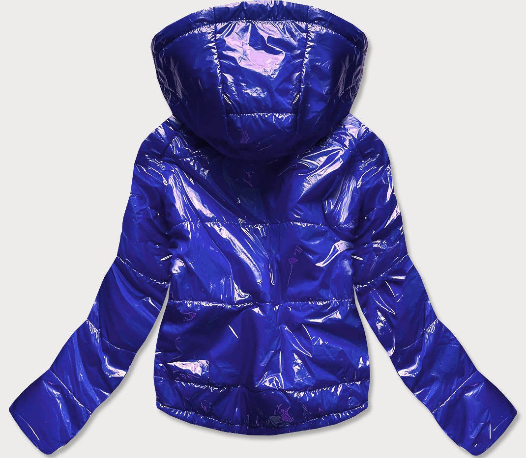 Světle modrá lesklá prošívaná dámská bunda s kapucí model 14764946 modrá S (36) - S'WEST