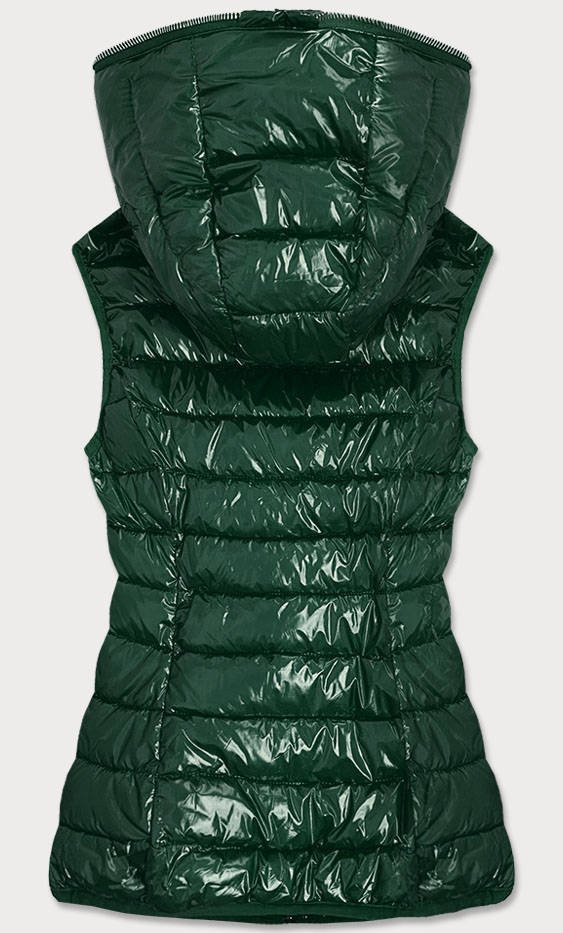 Zelená lesklá prošívaná dámská vesta (B9563) zielony S (36)