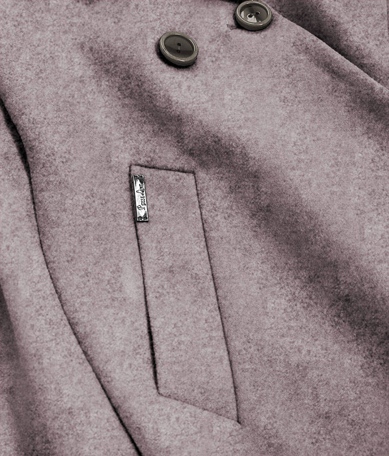 Hnědý dámský dvouřadový kabát (2721) odcienie brązu XL (42)