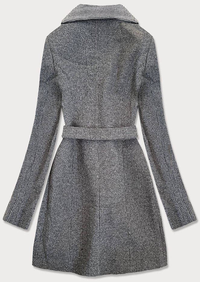 Šedý dámský károvaný dvouřadový kabát (2705) šedá XL (42)