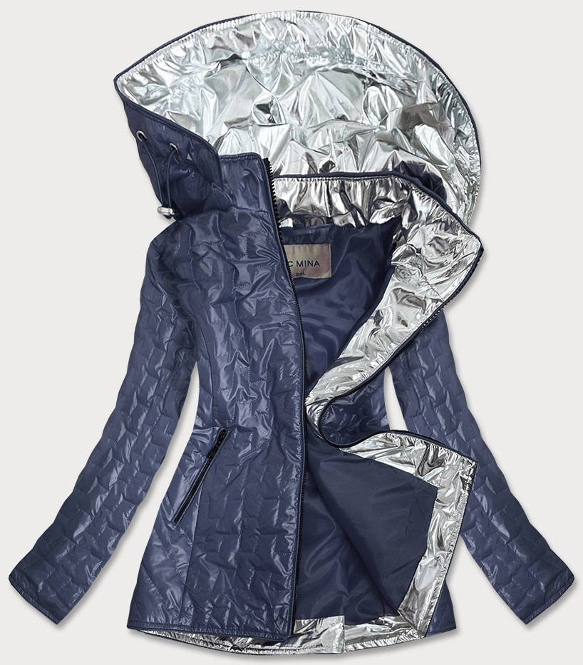 Světle modrá dámská bunda s ozdobnými vsadkami (MM50) Modrá 52