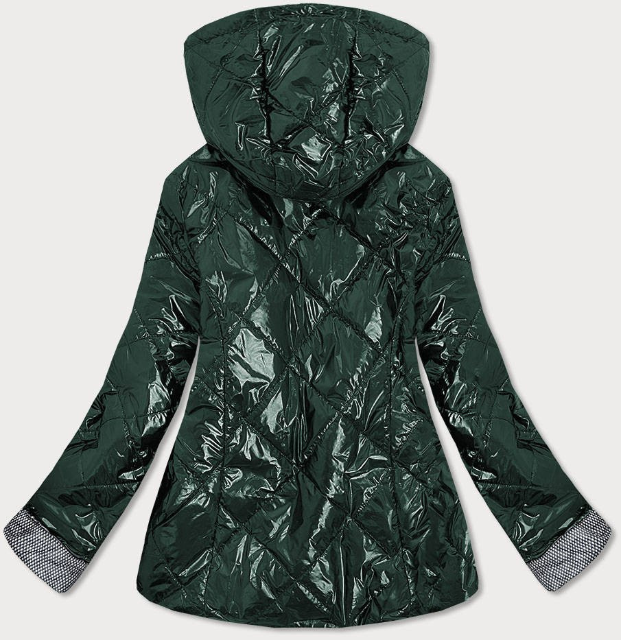 Lesklá zelená prošívaná dámská bunda (B9573) odcienie zieleni 46