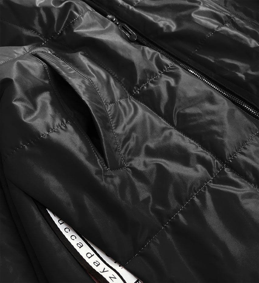 Černá dámská bunda s barevnou kapucí (7722) odcienie czerni 46