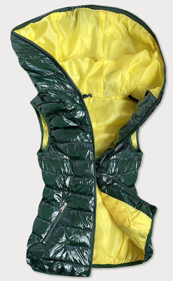 Zelená dámská vesta s kontrastní podšívkou (B9549) Barva: odcienie zieleni, Velikost: S (36)