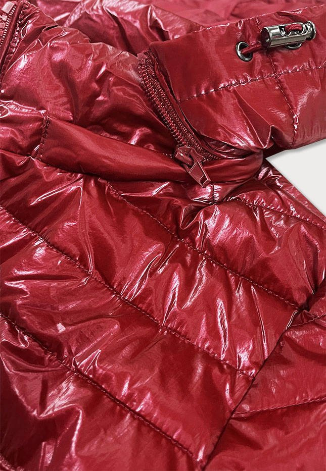 Červená lesklá dámská bunda (6815) odcienie czerwieni L (40)