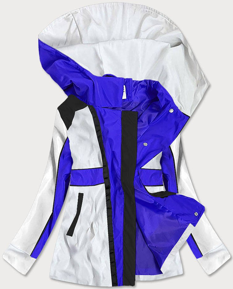 Světle modro-bílá dámská bunda větrovka s kapucí (YR1967) odcienie niebieskiego M (38)