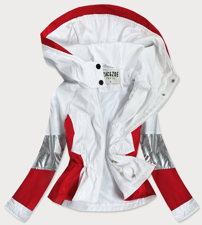 Bílo/červená dámská bunda větrovka (YR1966) červená M (38)