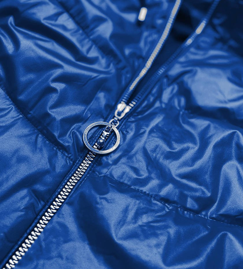 Modro-černá dámská bunda s barevnou kapucí (BH2005) odcienie niebieskiego XXL (44)