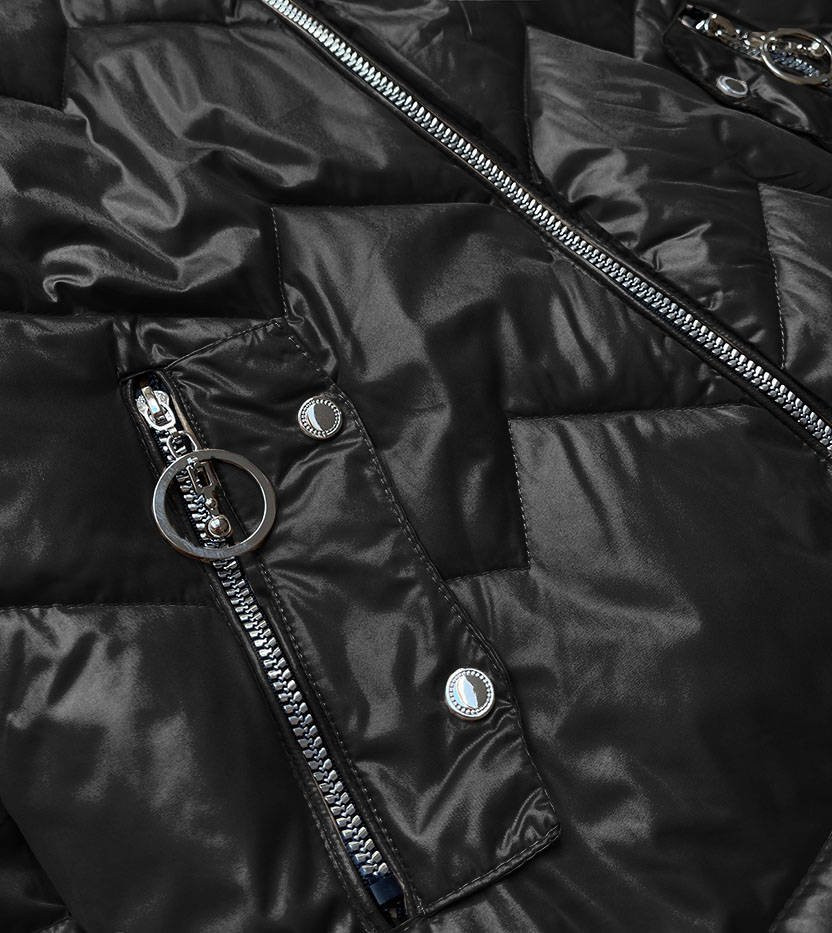 černo/modrá dámská bunda s kapucí (BH2003) Modrá M (38)