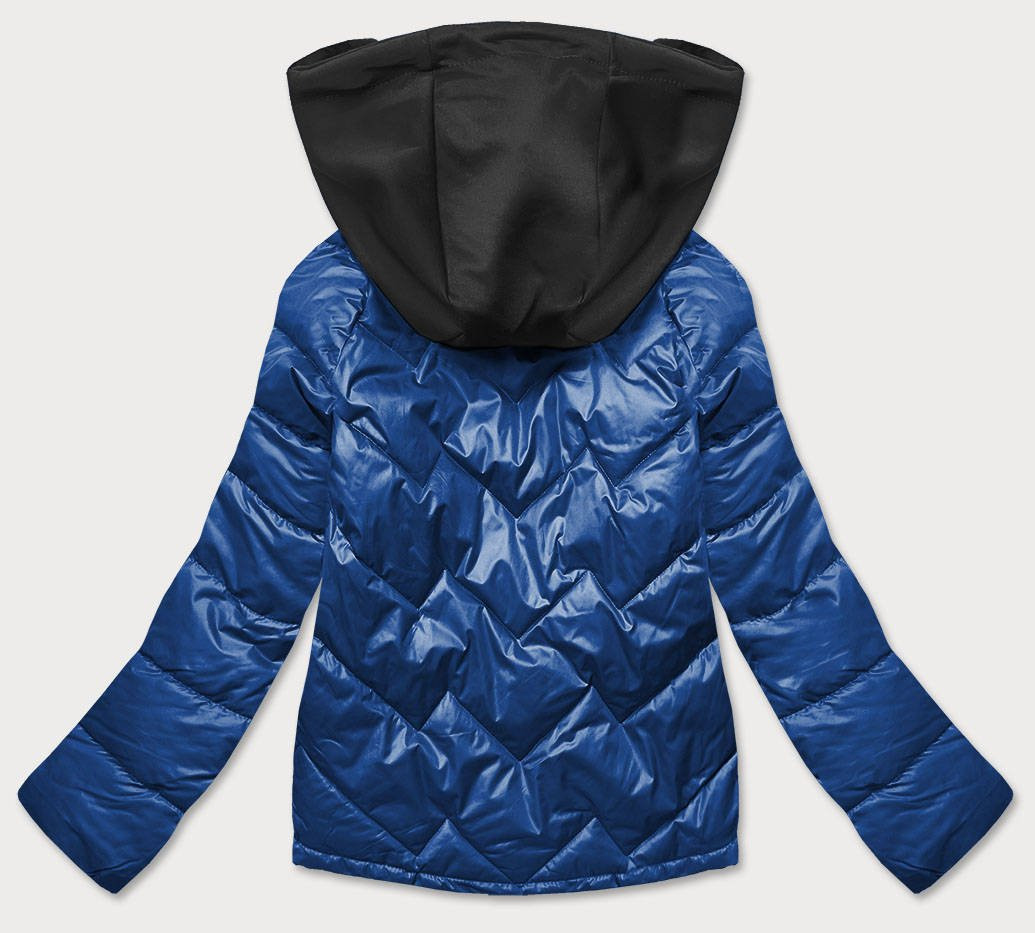 Modro/černá dámská bunda s kapucí (BH2003BIG) odcienie niebieskiego 46