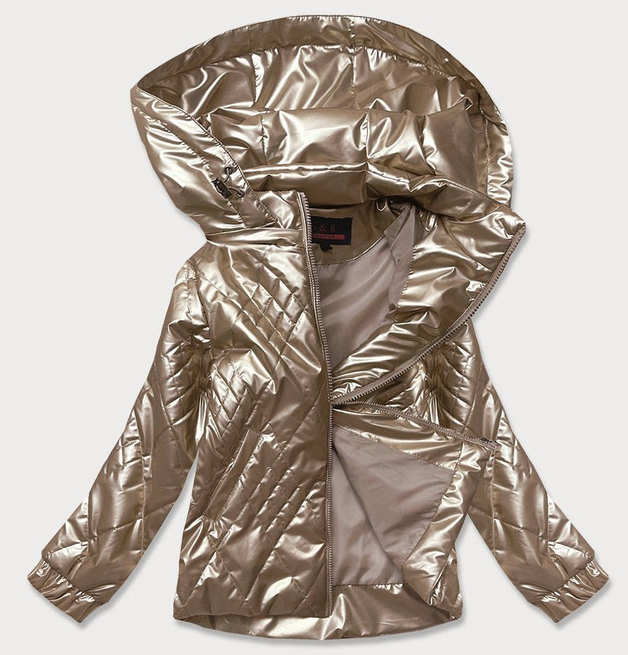 Lesklá dámská bunda v kapučínové barvě (2021-02) hnědý M (38)