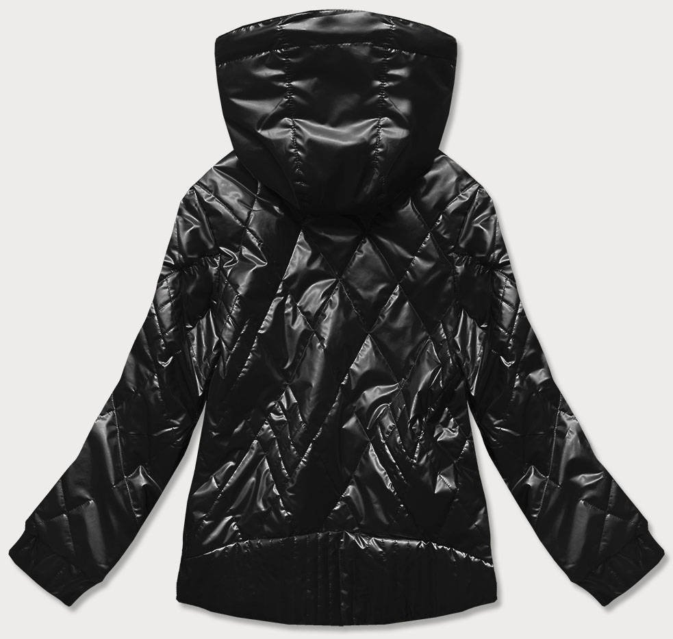Černá dámská lesklá bunda (2021-02) odcienie czerni L (40)