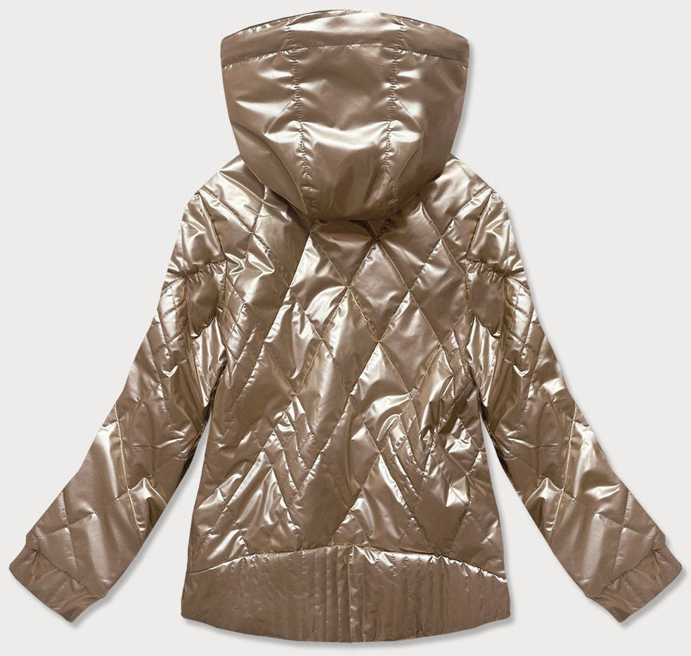 Kapučínová dámská lesklá bunda (2021-02BIG) odcienie brązu 52