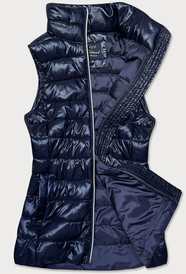 Tmavě modrá prošívaná dámská vesta model 15231288 - Libland Barva: odcienie niebieskiego, Velikost: XL (42)