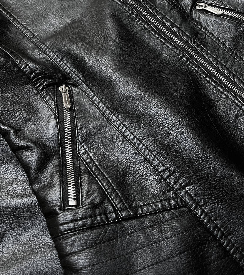 Černá bunda ramoneska z imitace kůže model 15259018 - S'WEST Barva: odcienie czerni, Velikost: S (36)