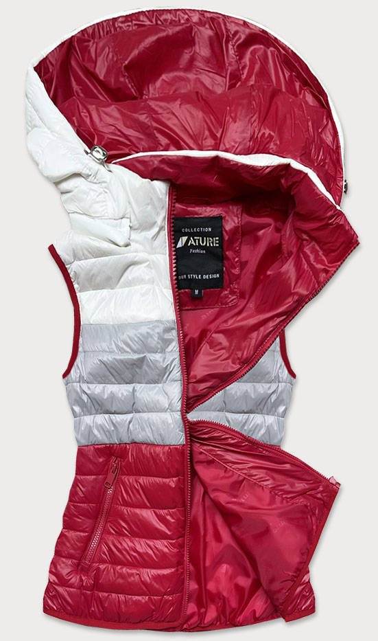 dámská vesta s kapucí model 16149455 - ATURE Barva: odcienie czerwieni, Velikost: M (38)