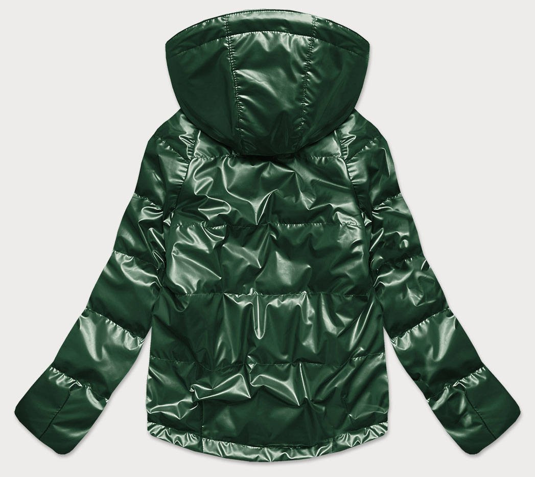 Zelená dámská lesklá bunda oversize (2021-06) odcienie zieleni M (38)