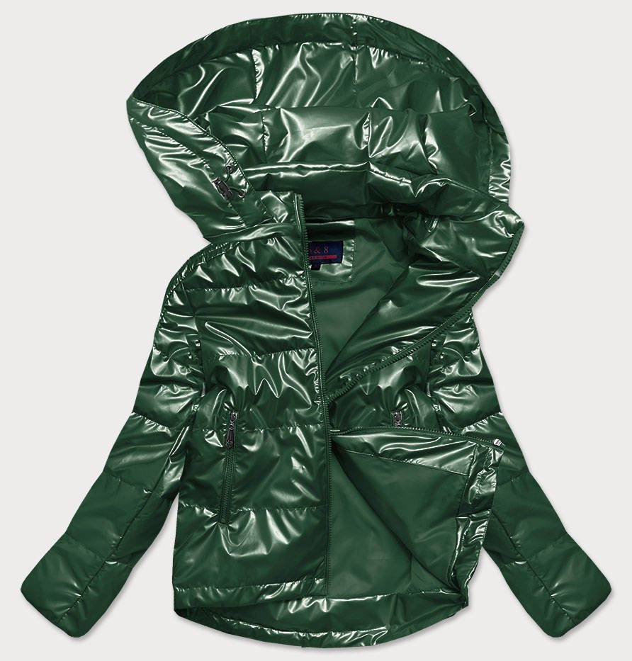 Zelená dámská lesklá bunda oversize model 16149496 zelená 46 - 6&8 Fashion