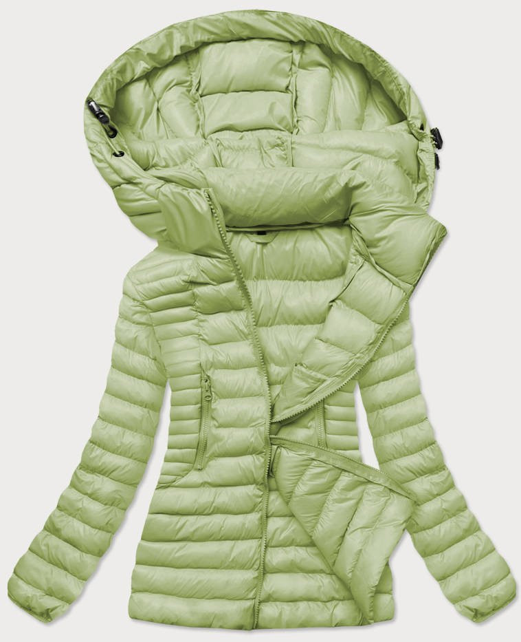 Pistáciová dámská bunda s kapucí (23032) Barva: odcienie zieleni, Velikost: S (36)