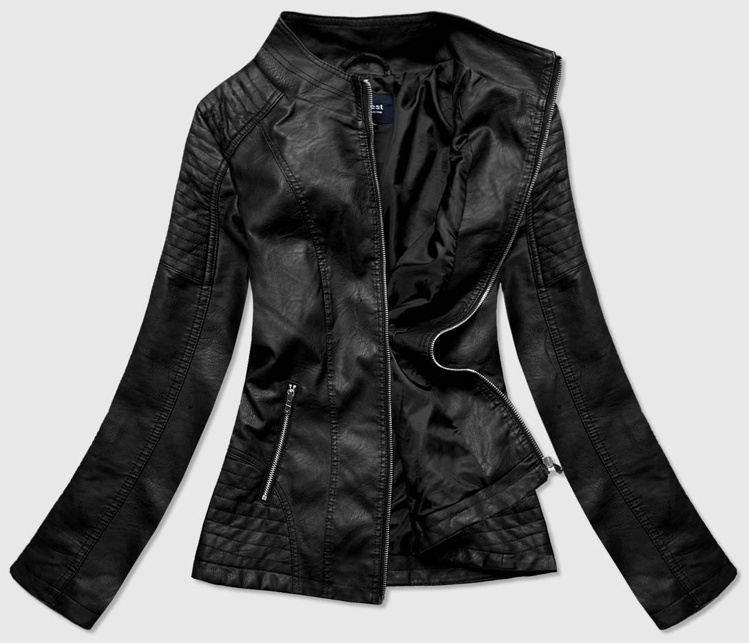 Čierna dámska koženková bunda (BR0119) čierna 46