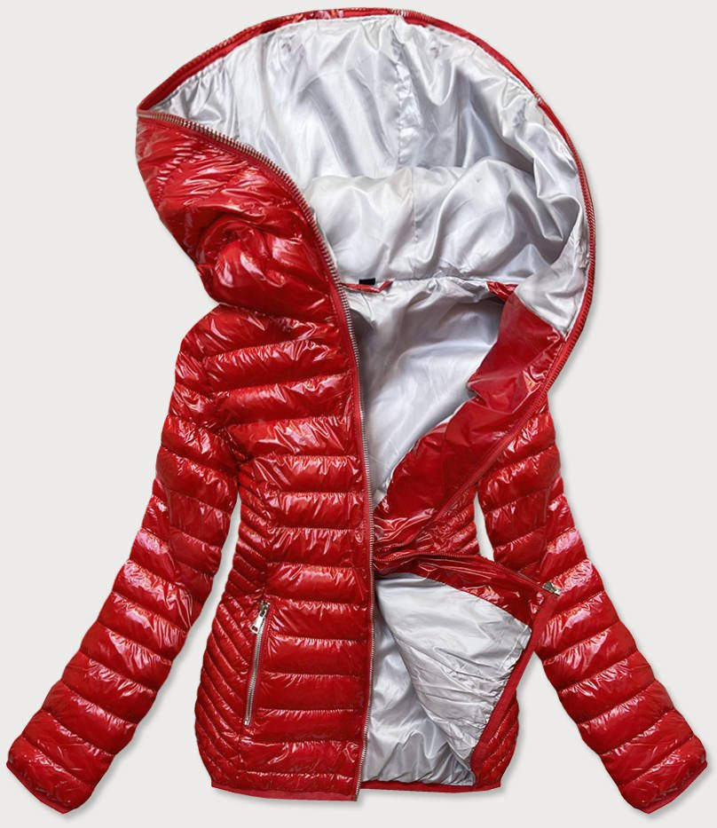 Červená prošívaná dámská bunda s kapucí model 16151098 - S'WEST Barva: odcienie czerwieni, Velikost: S (36)