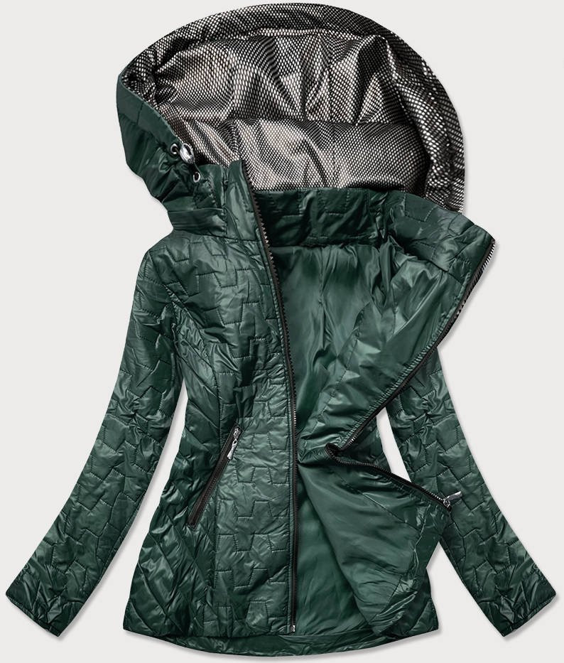 Dámská prošívaná bunda v lahvově zelené barvě (BR0121) odcienie zieleni 50