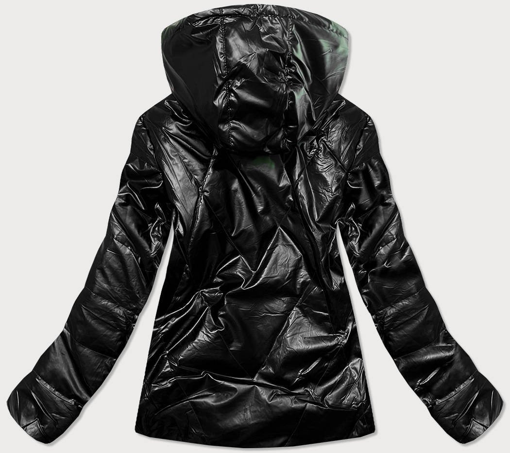 Černá dámská lesklá bunda (W586) odcienie czerni XXL (44)