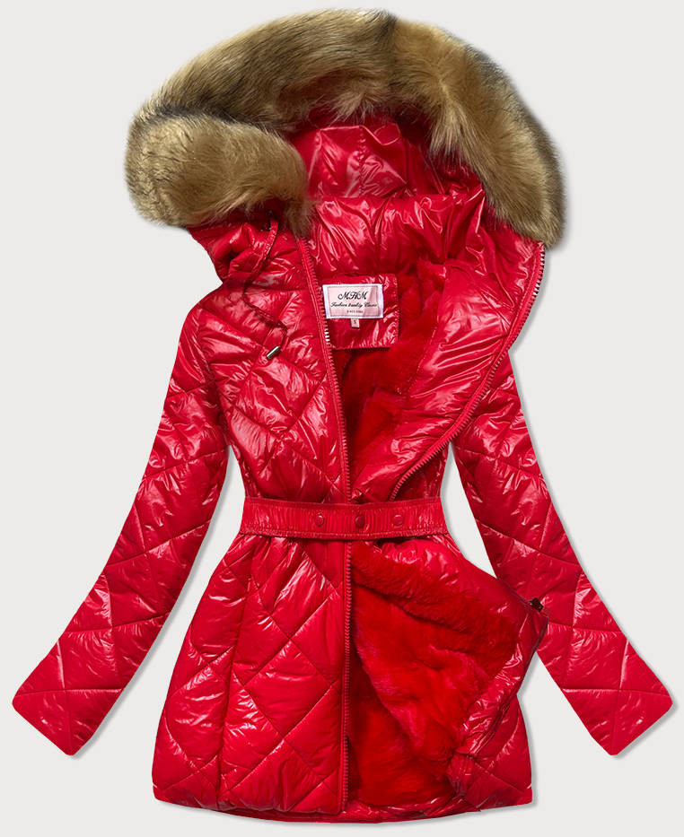 Červená dámska zimná bunda (W756) Červená XXL (44)