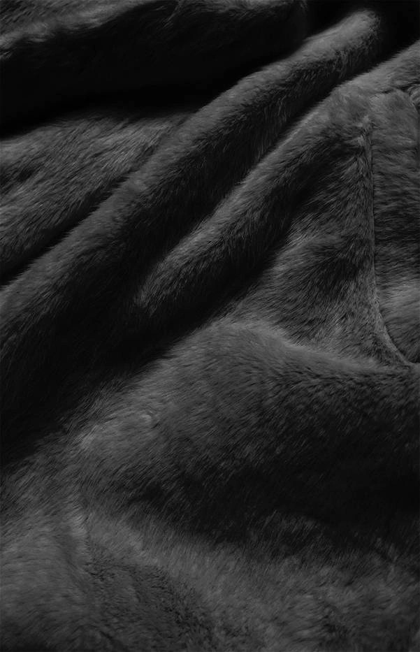 Čierna dámska bunda - kožúšok s golierom (GSQ2166) odstíny černé L (40)