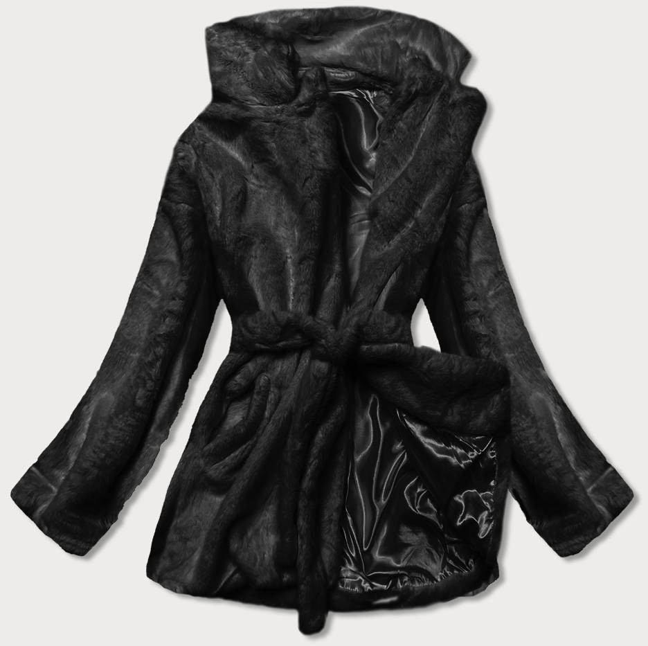 Černá dámská bunda - kožíšek s límcem (GSQ2166) černá L (40)