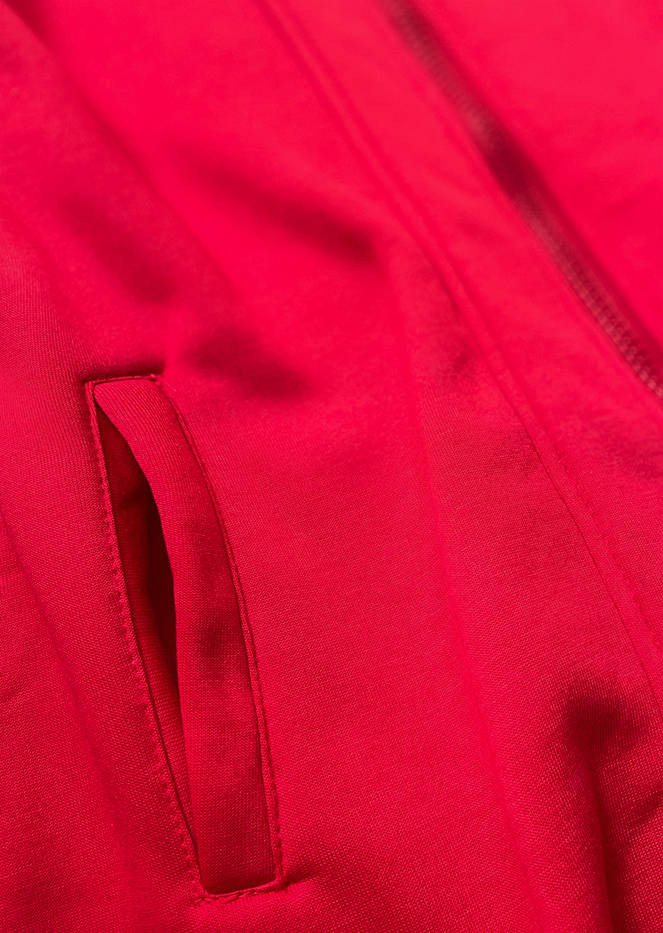 Dlouhá červená dámská rozepínací mikina (AMG815) Barva: odcienie czerwieni, Velikost: S (36)