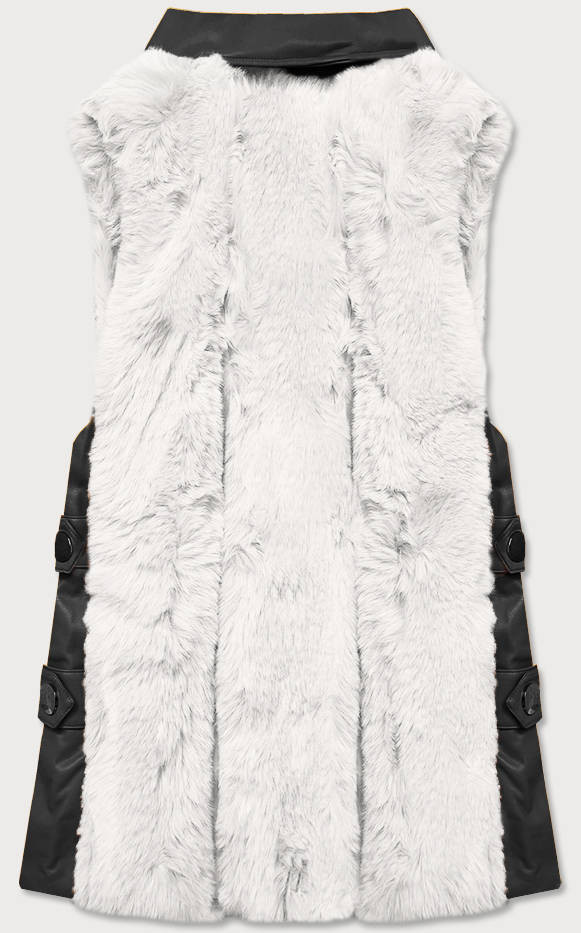 Elegantní vesta z ekokůže a kožešiny bílá XXL (44) model 15831761 - S'WEST