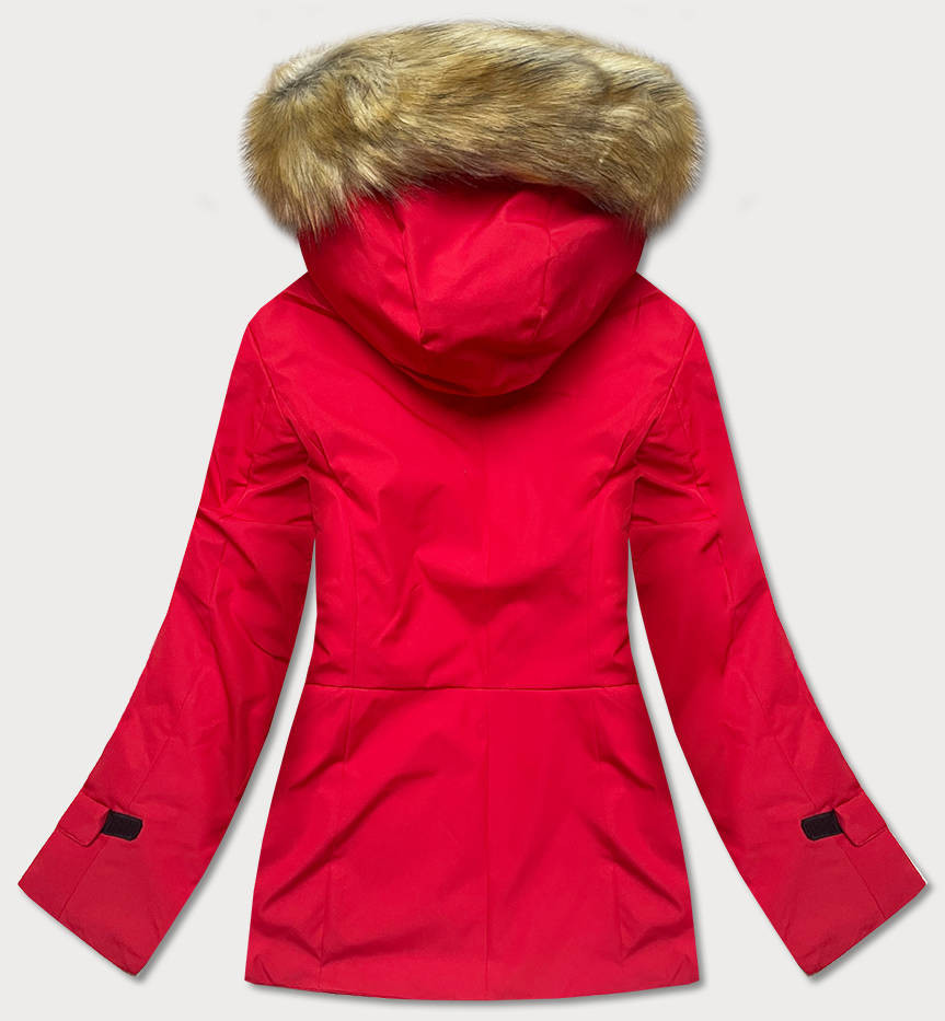 Červená dámská zimní bunda s kapucí (J9-066) odcienie czerwieni XL (42)