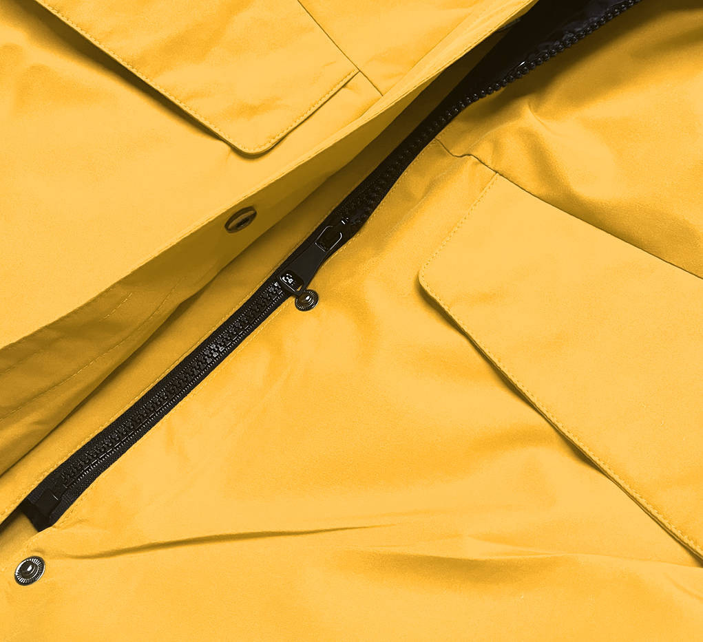Žlutá dámská zimní bunda s kapucí (J9-066) Žlutá M (38)